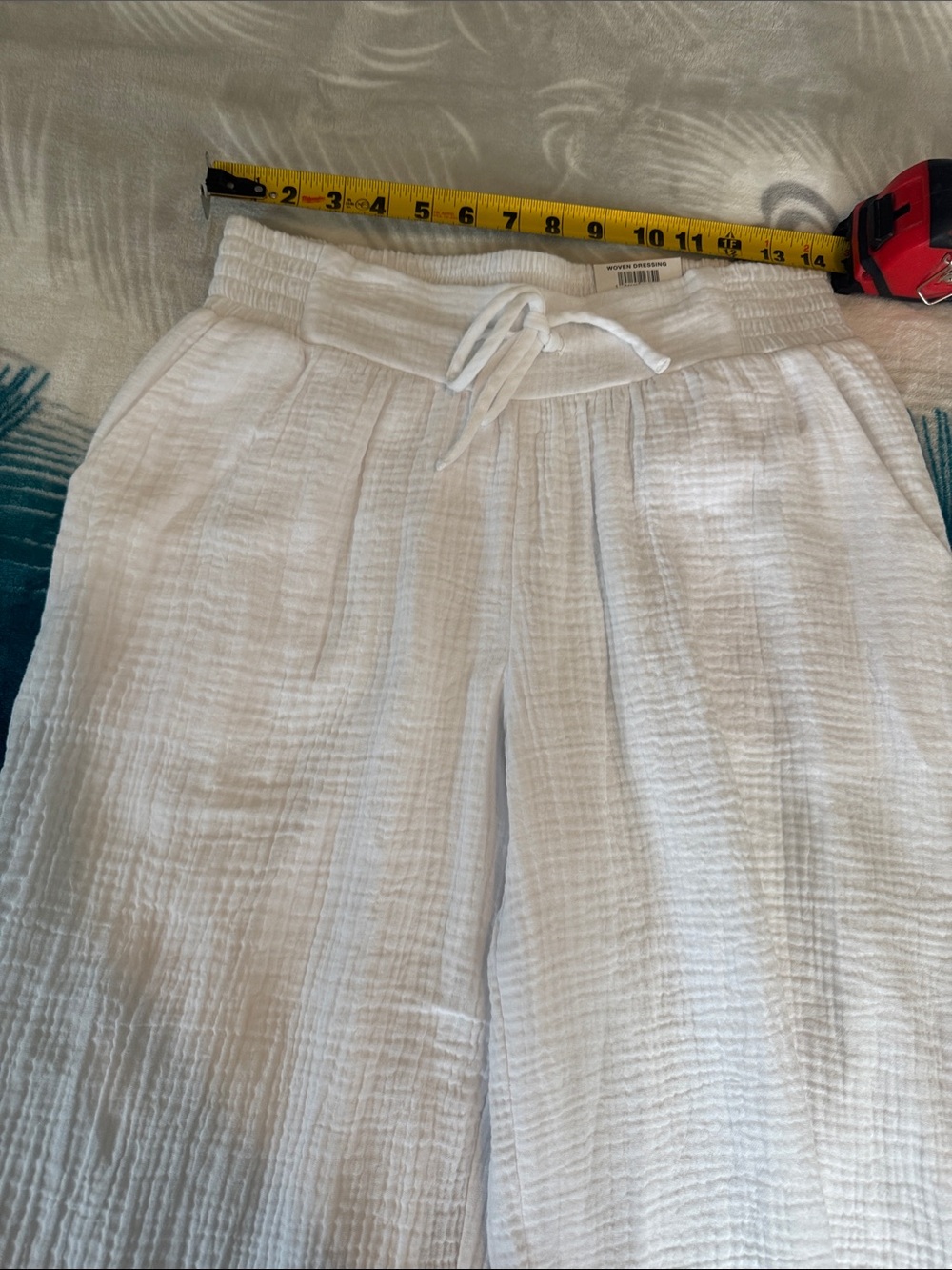 JM Collection White Gauze Drawstring Bermuda Shorts